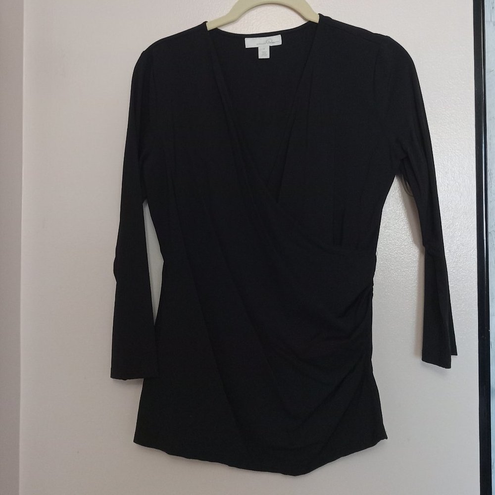 Classic Black - Crossover Front Blouse by Emerson Rose